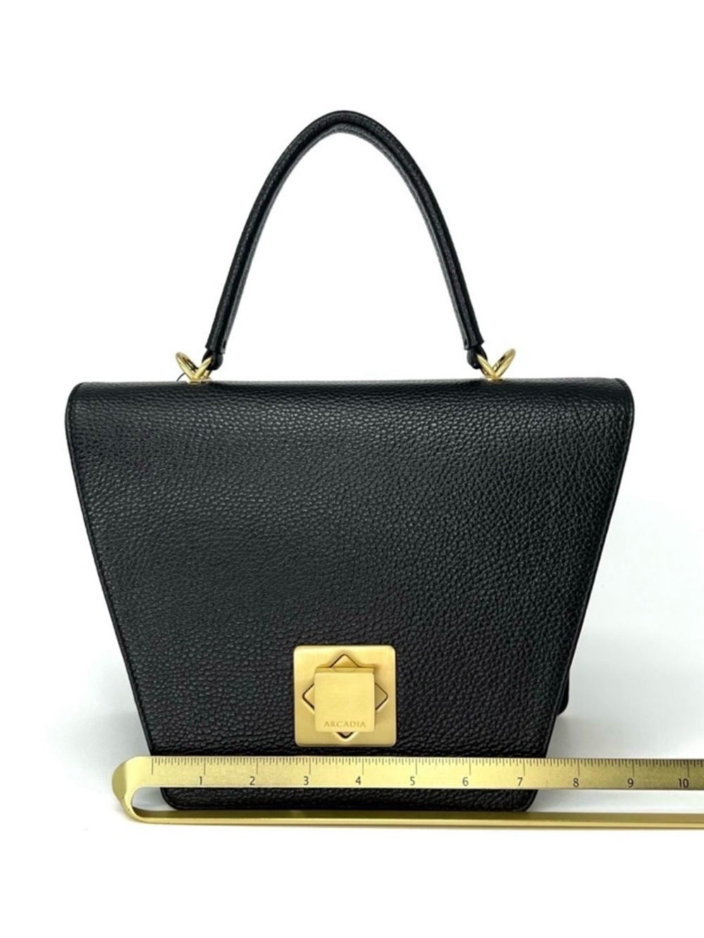 Arcadia Trapeze Medium Crossbody Black Pebbled Leather Handbag Satchel New NWT - Picture 10 of 13